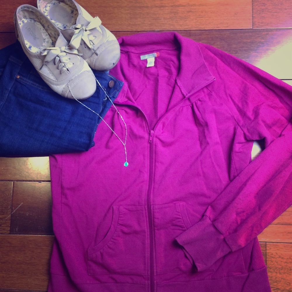 Magenta Zip Up Jacket / Sweatshirt -XL- Chroma Sport